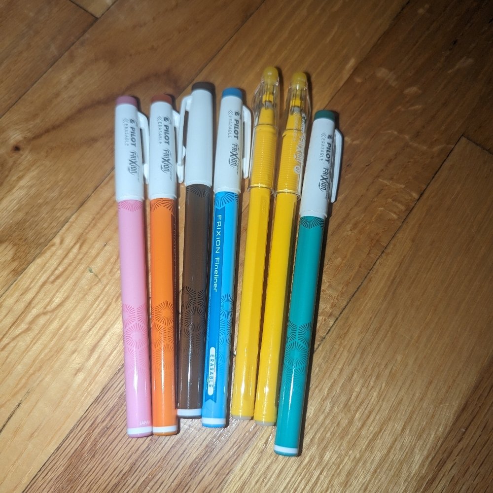 $5 Bundle of 5 Pilot Frixion Erasable Markers 2 Yellow ColorSticks Erasable Pens